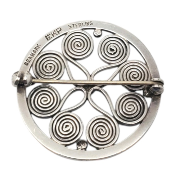 Eivind Knud Petersen Sterling Silver Flower Swirl Brooch #20520 - Picture 5 of 8